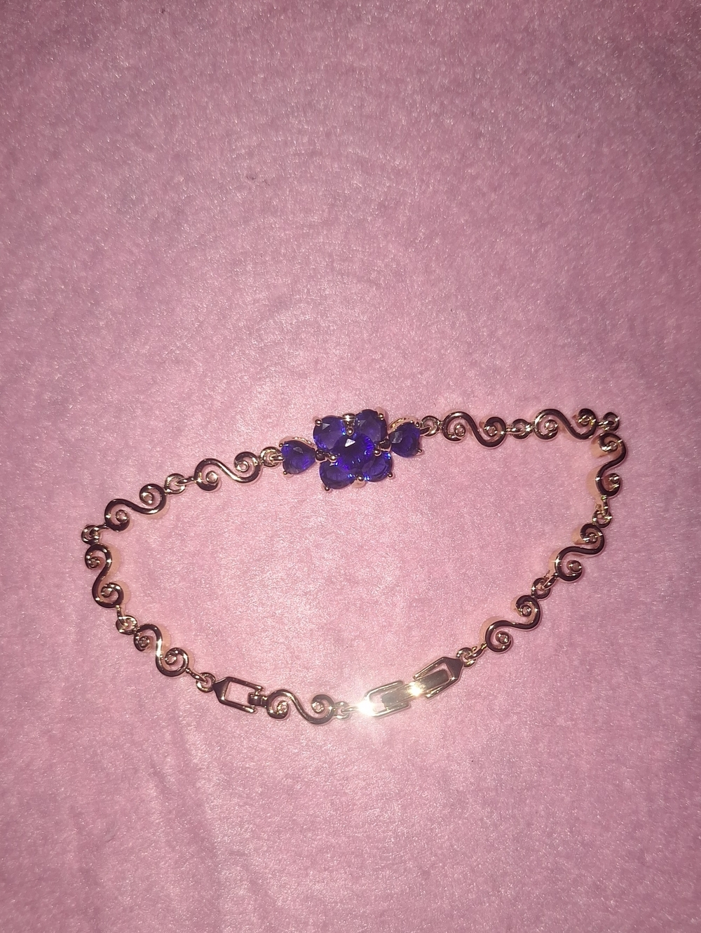 Elegant Blue Stone Gold-Tone Women's Bracelet